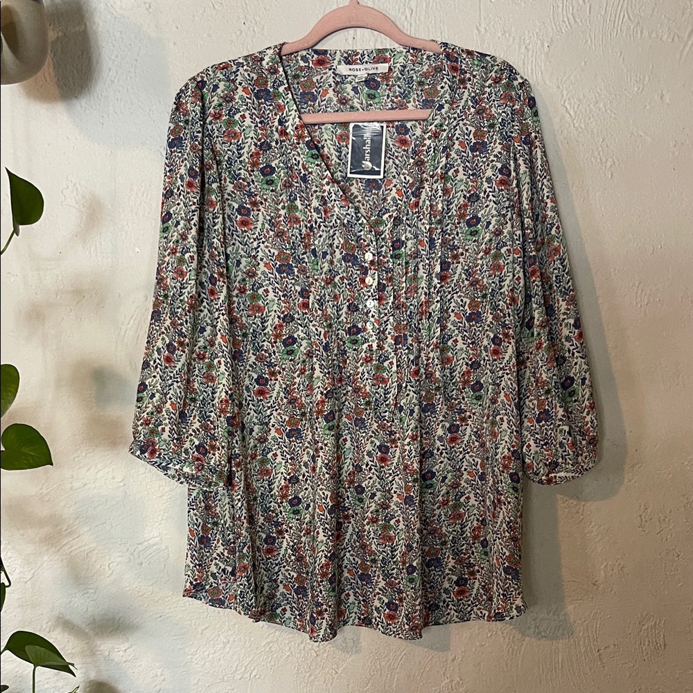 Rose & Olive Floral Print Women's Top